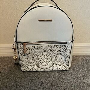 ALDO Structured Mini Backpack White Laser Cut Gold Hardware